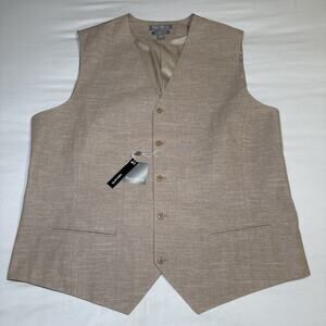 Paulo Solari Men's Size XXL Beige Tailored Fit Suit Vest Linen Cotton Blend NWT